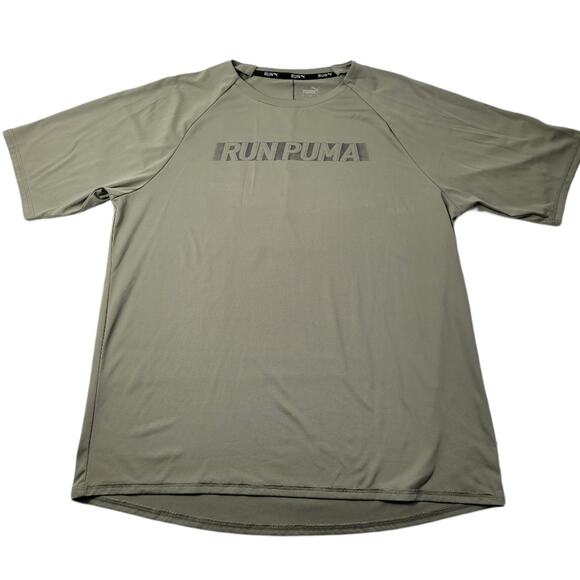 RUN PUMA Drycell Olive Green T-shirt with Reflective Elements size Large - Picture 1 of 7